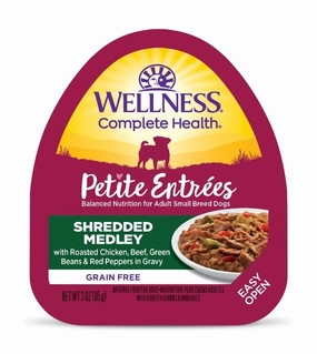 Wellness Petite Entrees Shredded Medley (Roasted Chicken, Beef, Green Beans & Red Peppers) Wet Dog Food small breed food,tiny dog food