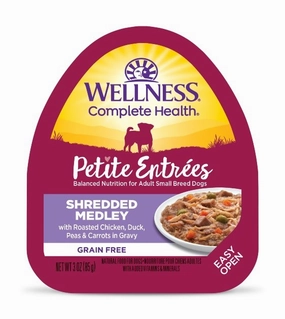 Wellness Petite Entrees Shredded Medley (Roasted Chicken, Duck, Peas & Carrots) Wet Dog Food small breed food,tiny dog food