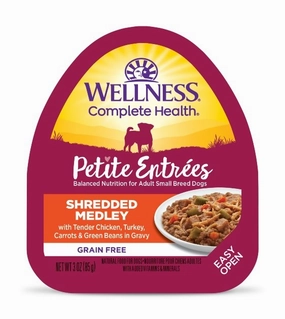 Wellness Petite Entrees Shredded Medley (Tender Chicken, Turkey, Carrots & Green Beans) Wet Dog Food small breed food,tiny dog food