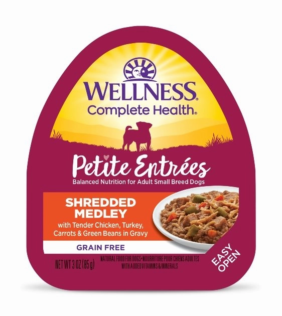 Wellness Petite Entrees Shredded Medley (Tender Chicken, Turkey, Carrots & Green Beans) Wet Dog Food small breed food,tiny dog food