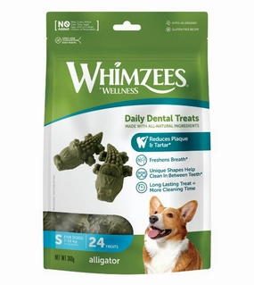 Whimzees Natural Alligator Dental Dog Chews pet coat care,skin health