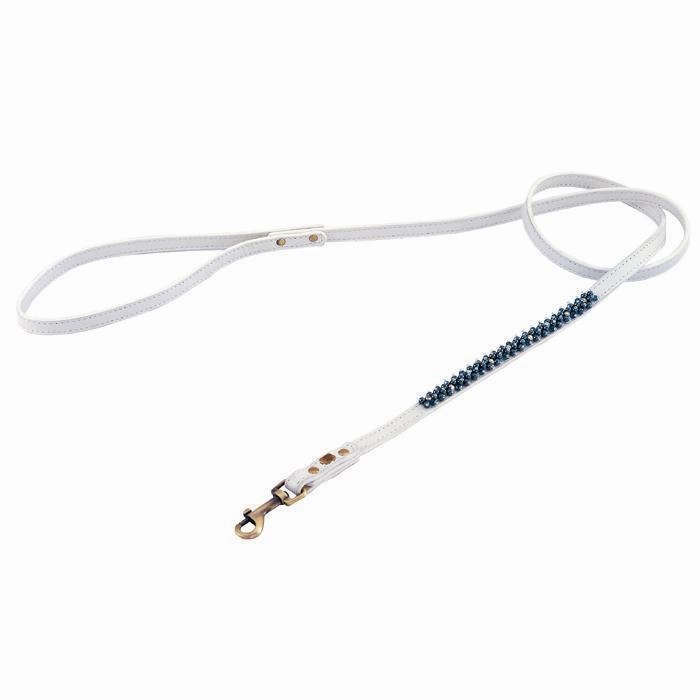 White/Hematite Mini Beaded Dog Leash dog mobility,outdoor pet aid