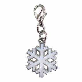 White Snowflake Enamel Dog Collar Charm
