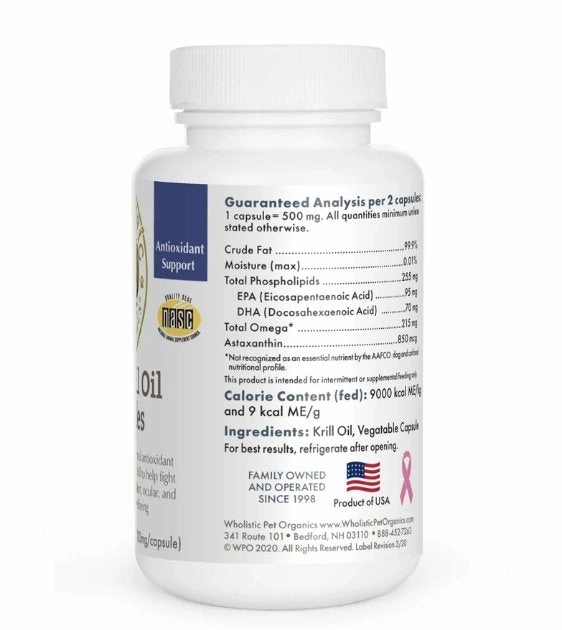 Wholistic Pet Organics Wild Antarctic Krill Oil Capsules Dog Supplements