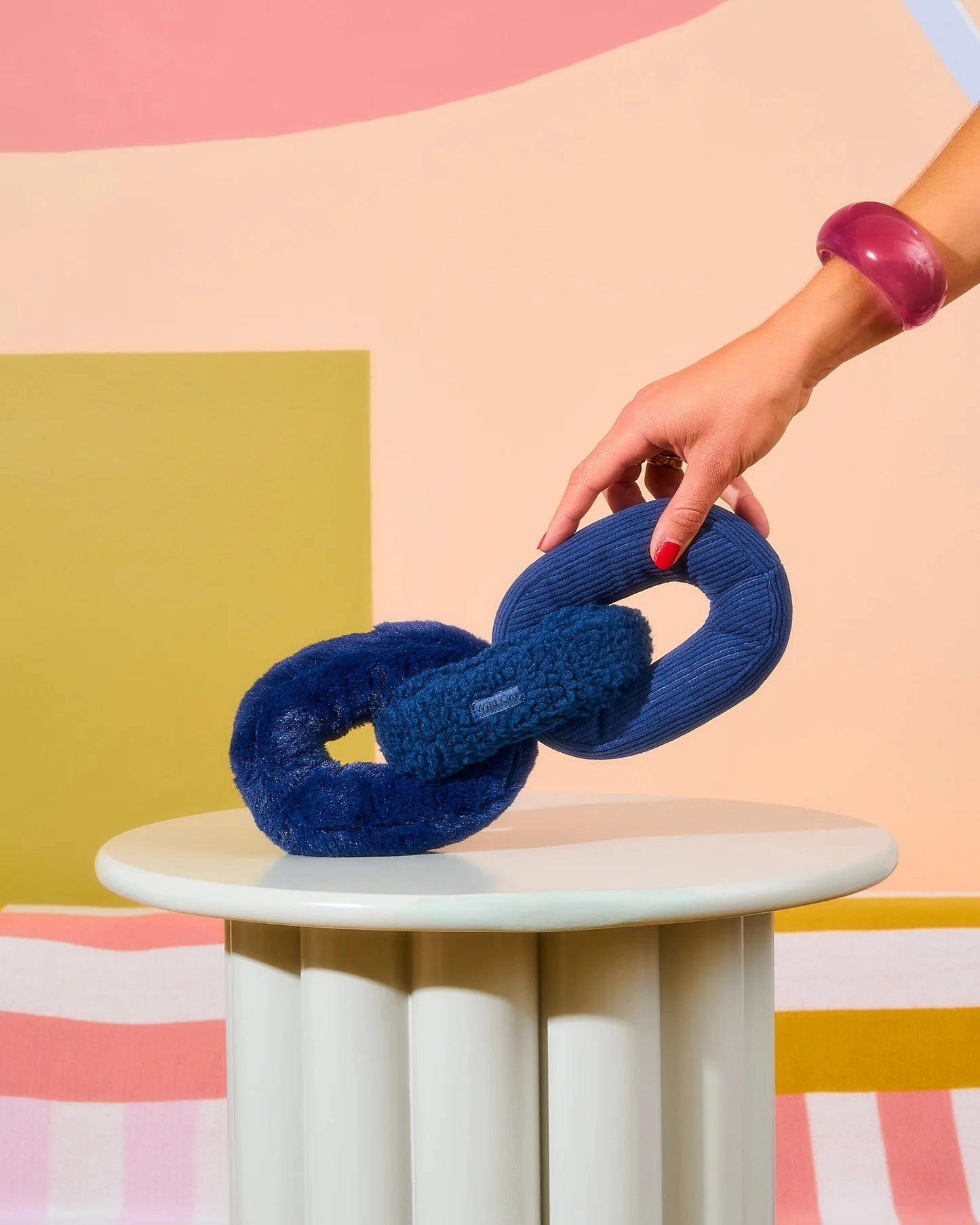Wild One Chew Chain Crinkle Squeaky Dog Toy (Navy)
