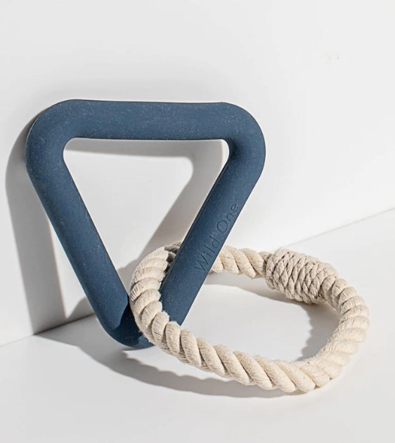 Wild One Triangle Tug Dog Chew Toy (Navy) dog chews,dog bones