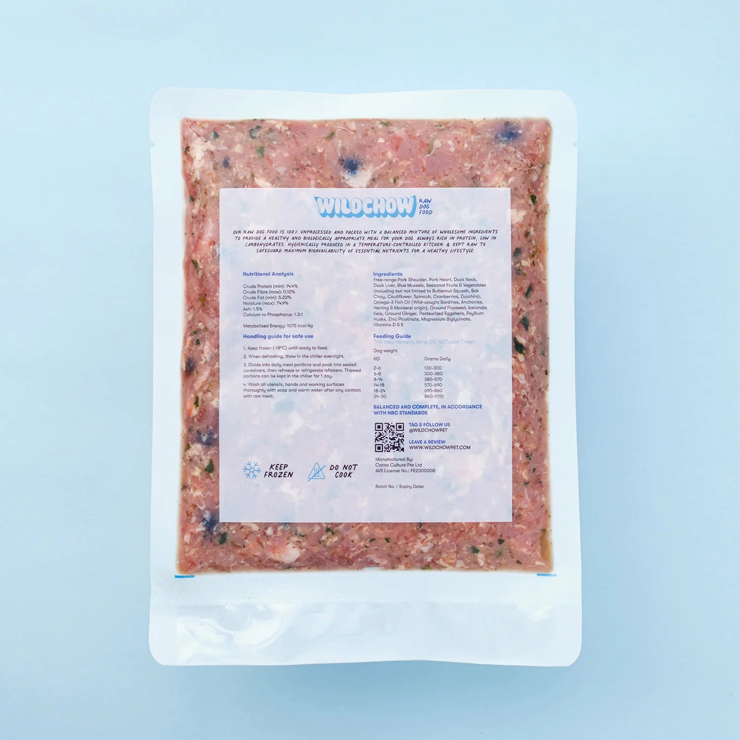 WildChow Raw Dog Food (Pork)