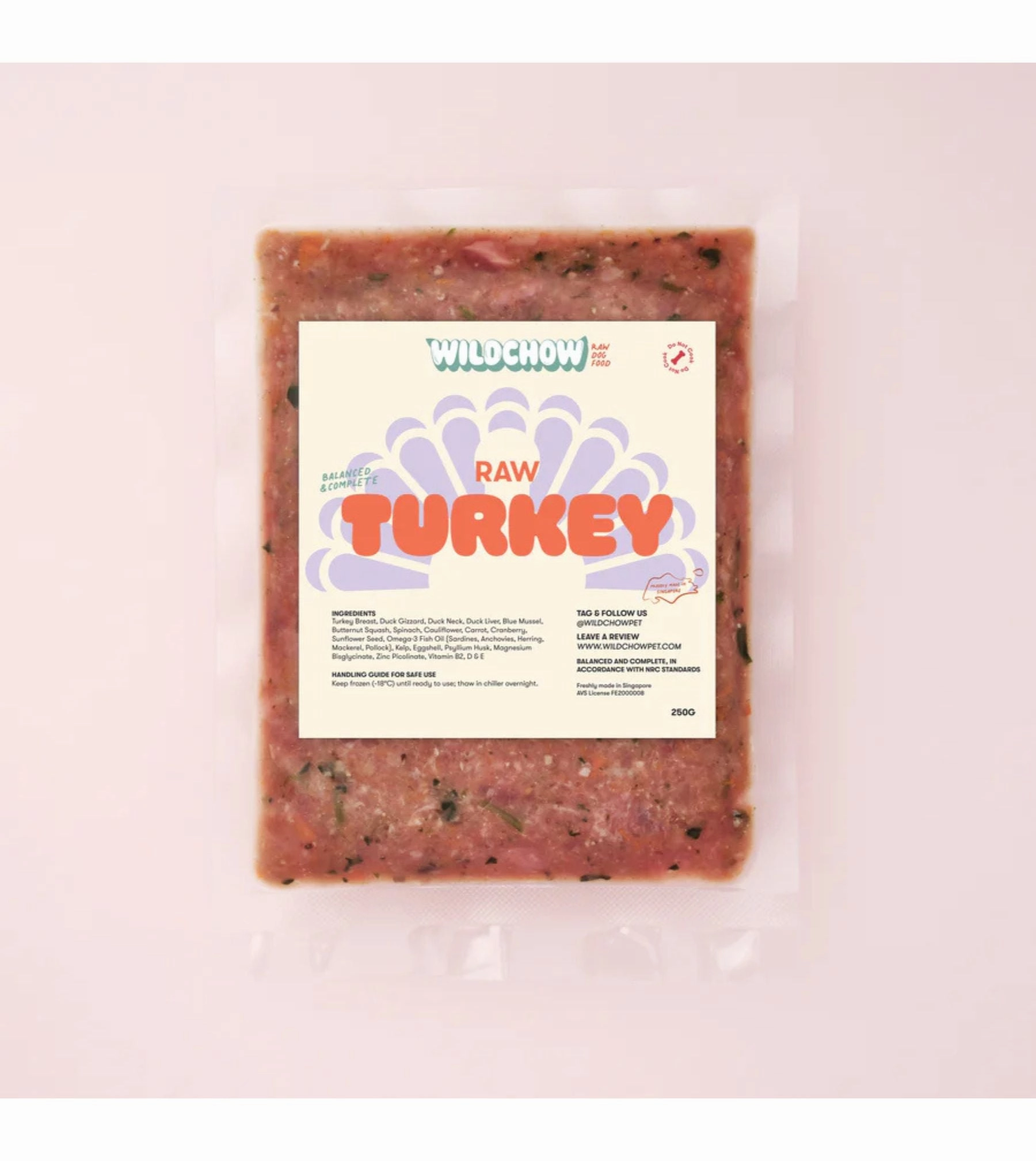 WildChow Raw Dog Food (Turkey) raw dog food,fresh pet meals