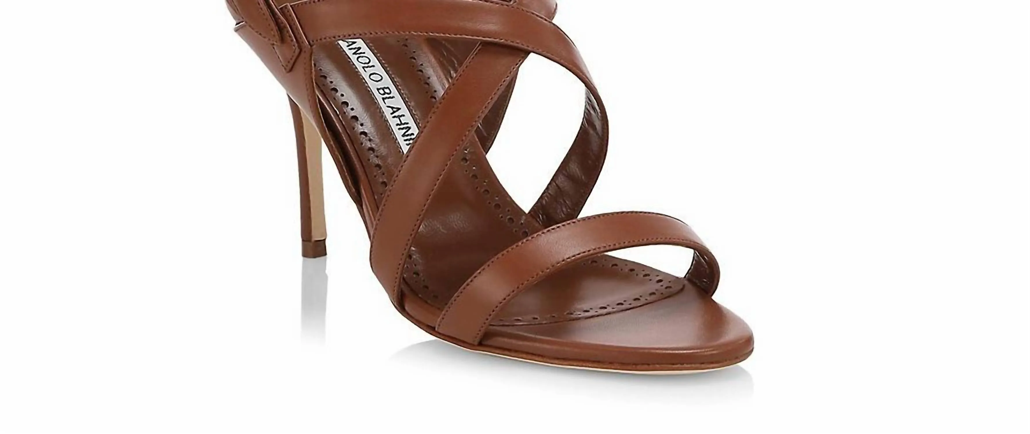 Women Singanu Strappy High Leather Sandals In Brown Shoes_Manolo-Blahnik