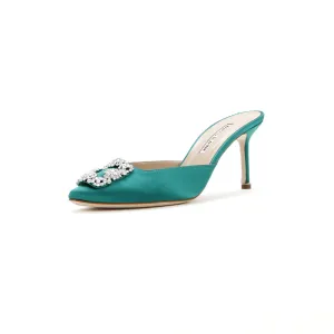 Women's Hangisimu Heeled Mules Satin 70 Shoes_Manolo-Blahnik