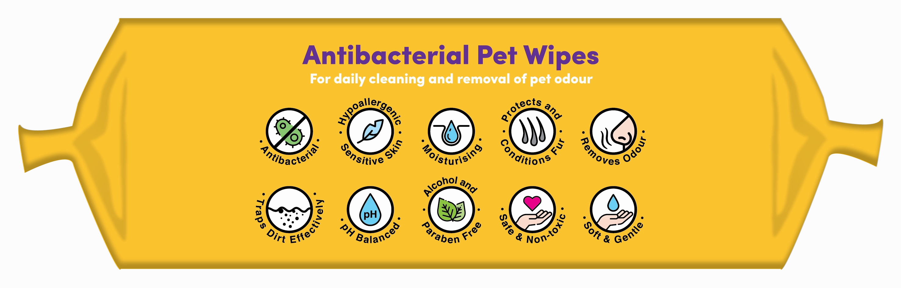 Woosh Antibacterial Pet Wipes with Vitamin E & Olive Leaf Extract (Fragrance-Free)