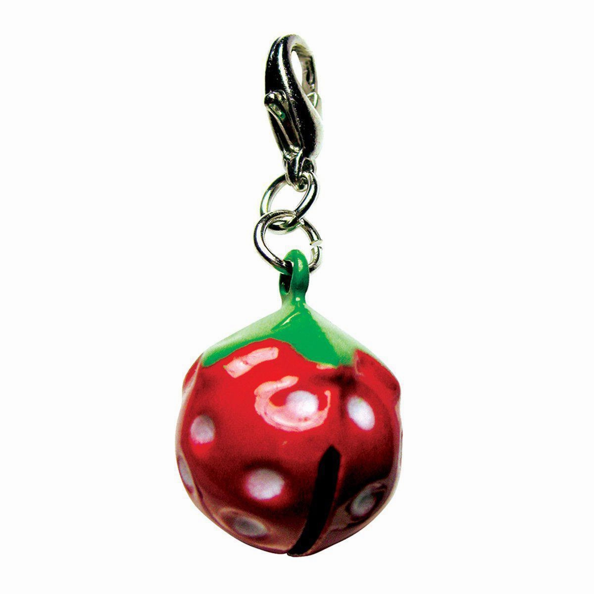 Yummy Strawberry Metal Jingle Bell Dog Collar Charm