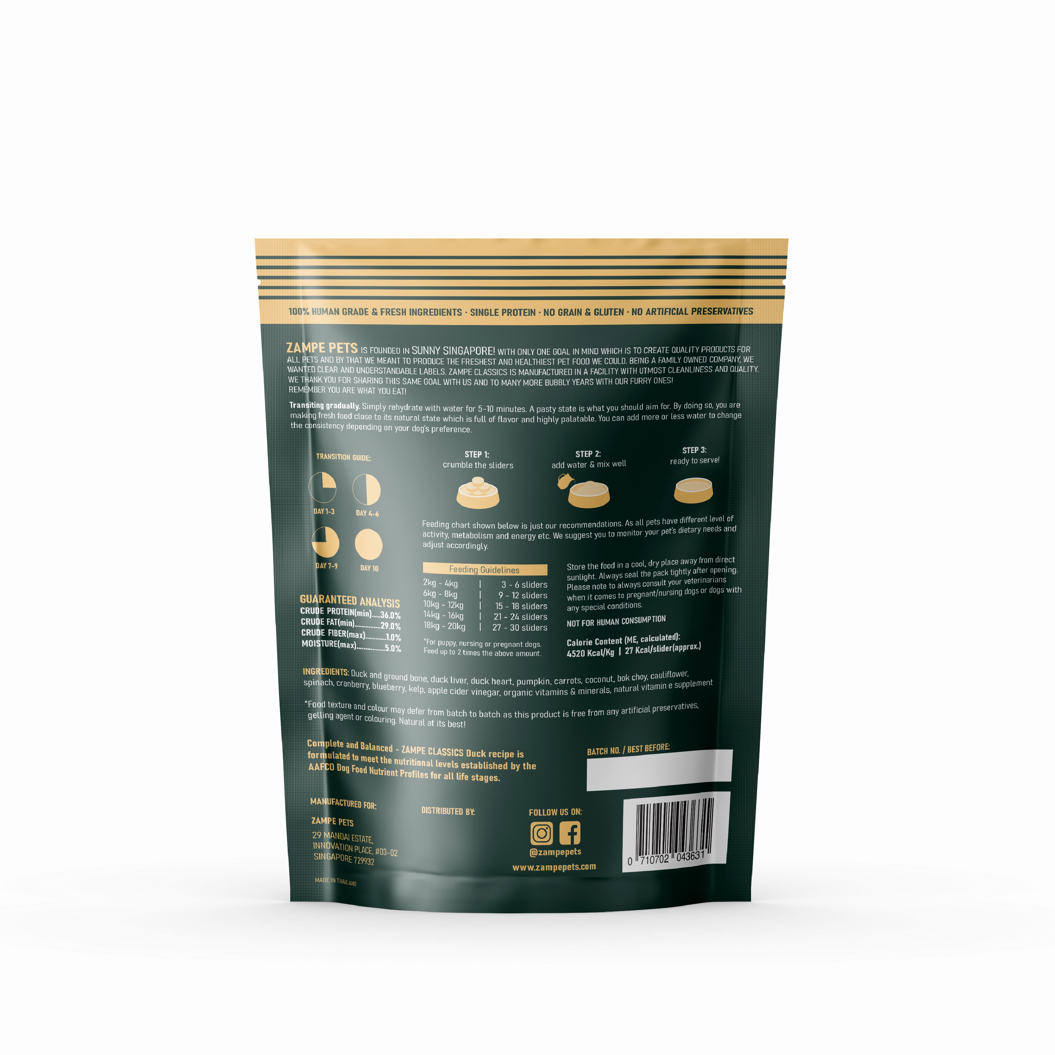 Zampe Freeze Dried Raw Duck Slider Dog Food