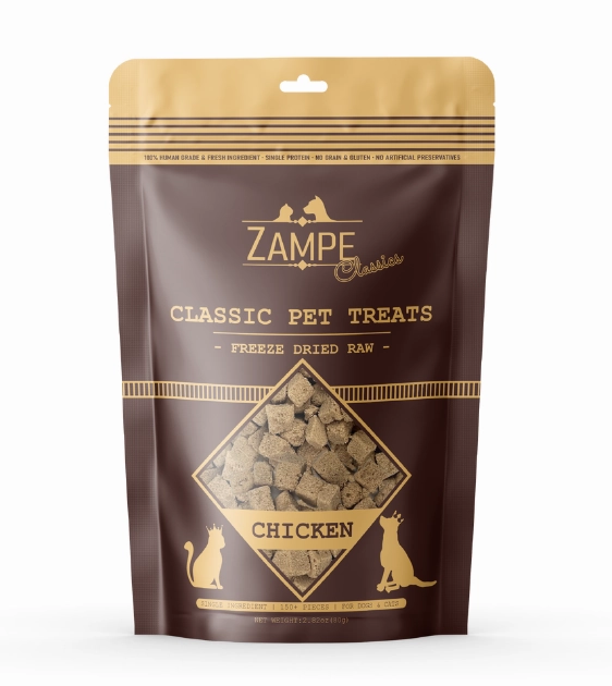 Zampe Freeze Dried Raw Treats (Chicken) for Dogs and Cats freeze-dried dog food,lightweight pet food