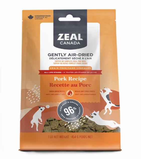 Zeal Canada Gently Air-Dried Dry Dog Food (Pork Recipe) air-dried dog food,dehydrated dog food