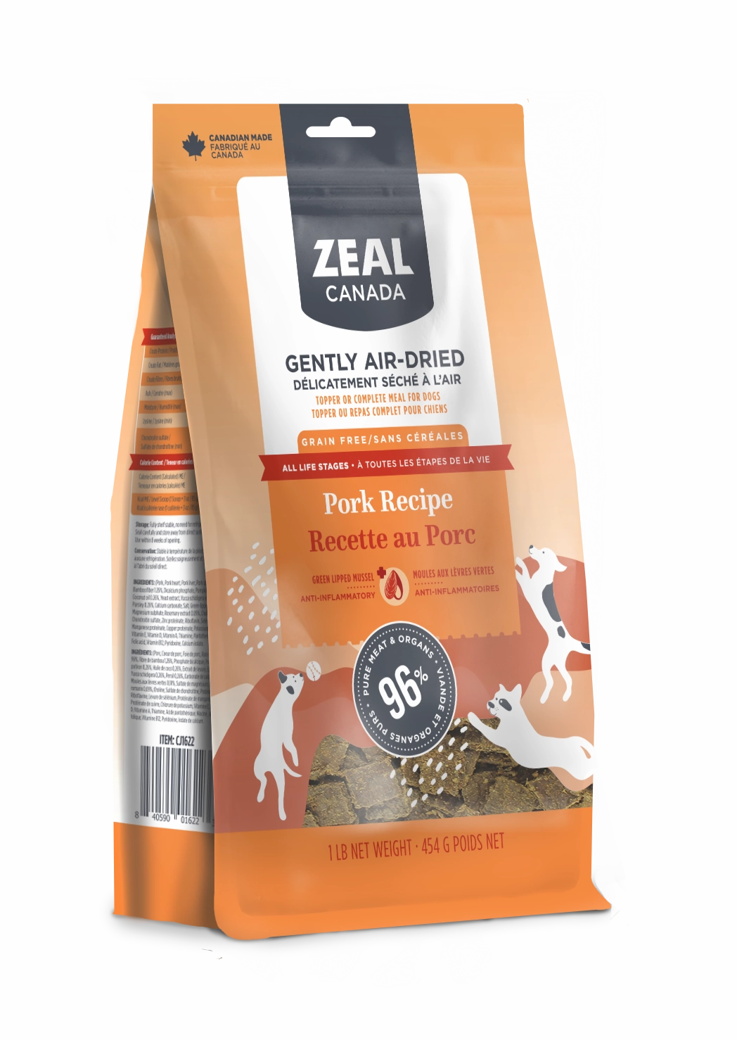 Zeal Canada Gently Air-Dried Dry Dog Food (Pork Recipe)