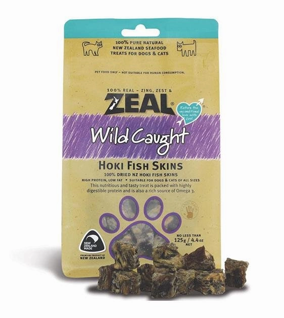 Zeal Free Range Air Dried Cat and Dog Treats (Hoki Fish Skins) dog chews,dog bones