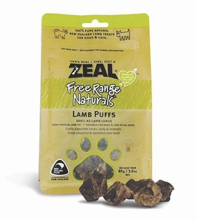 Zeal Free Range Air Dried Cat and Dog Treats (Lamb Puffs) dog chews,dog bones