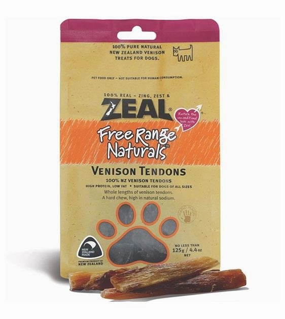 Zeal Free Range Air Dried Dog Treats (Venison Tendons) dog chews,dog bones