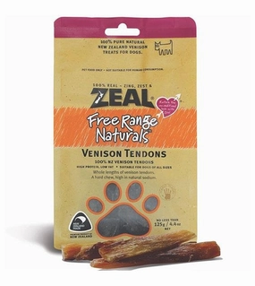 Zeal Free Range Air Dried Dog Treats (Venison Tendons) dog chews,dog bones