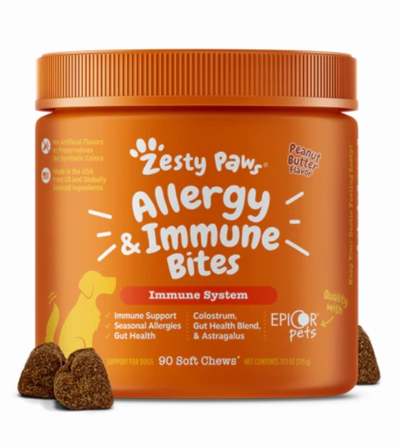 Zesty Paws Allergy & Immune Bites Immune System Supplements for Dogs (Peanut Butter Flavour) pet housekeeping,dog mess kit