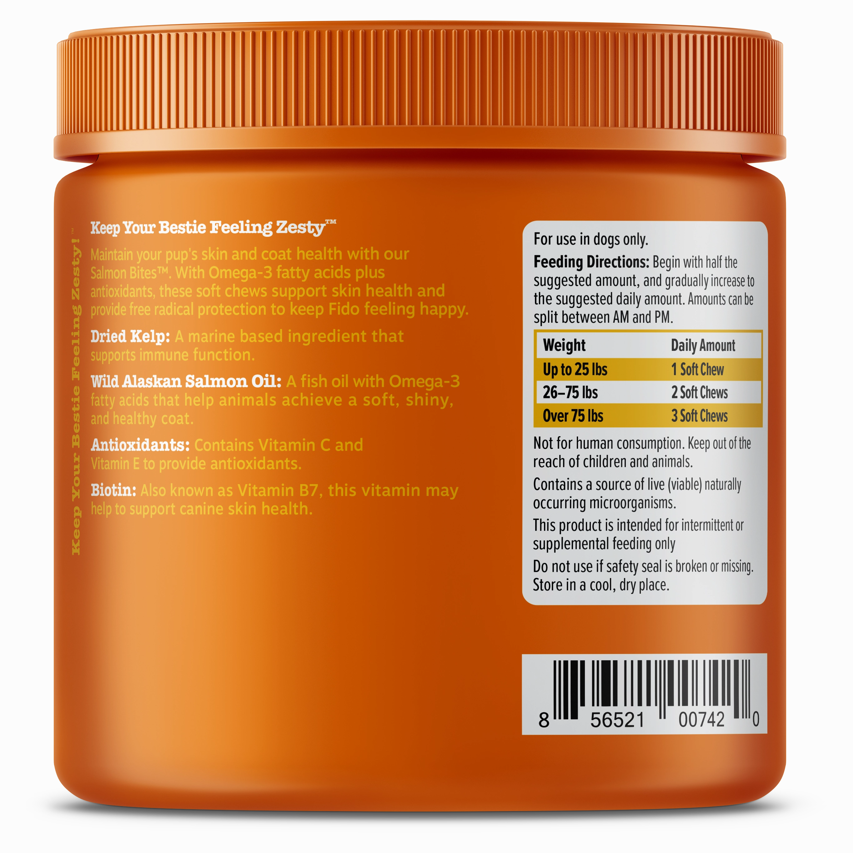 Zesty Paws Salmon Bites Skin Supplements for Dogs (Bacon Flavour)