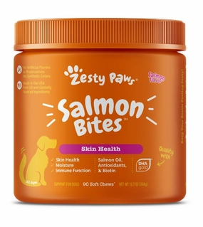 Zesty Paws Salmon Bites Skin Supplements for Dogs (Salmon Flavour) dog shampoo,bathing supplies