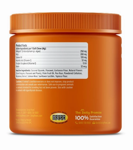 Zesty Paws Salmon Bites Skin Supplements for Dogs (Salmon Flavour)