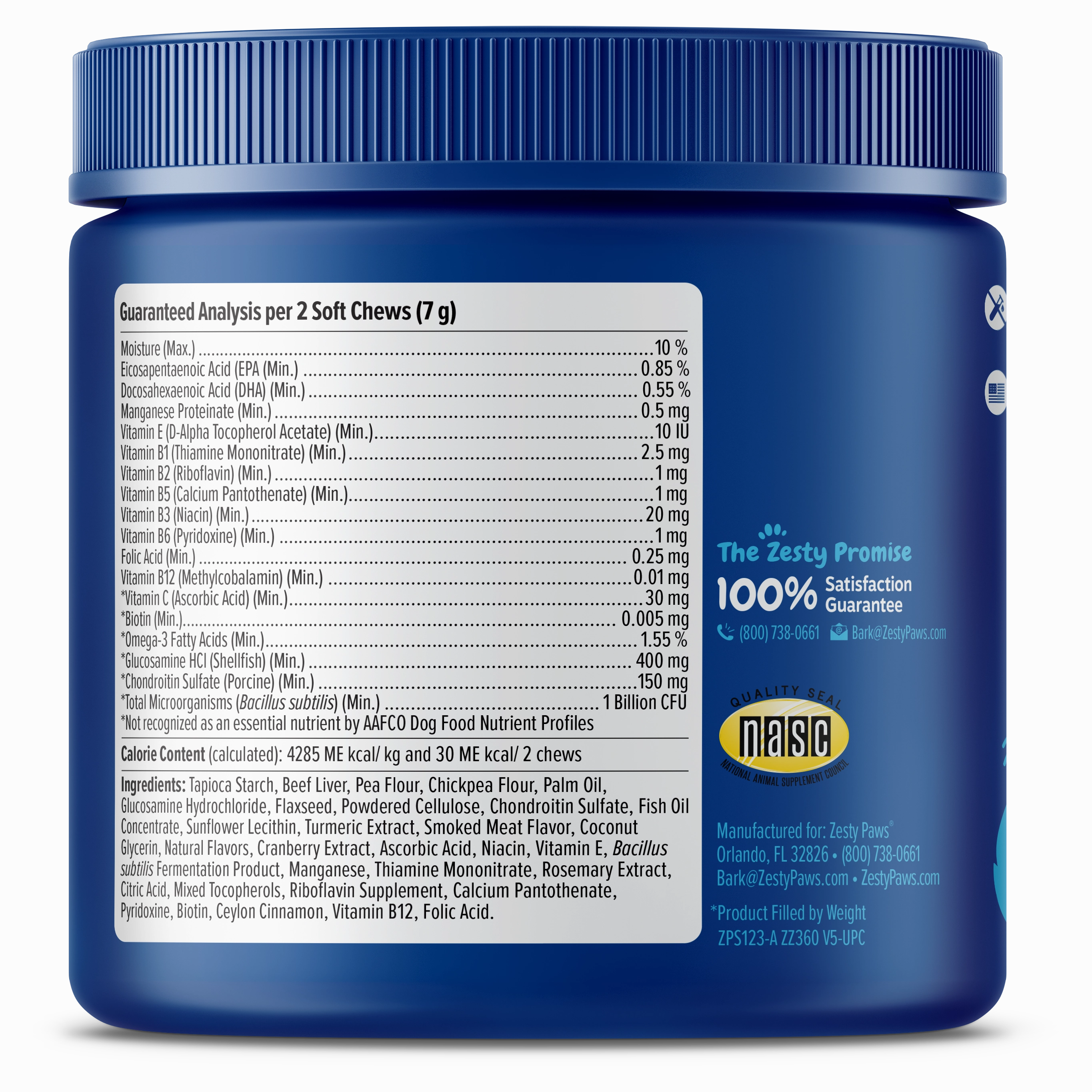 Zesty Paws Senior Advanced 11-in-1 Bites Dog Supplements (Beef)