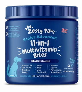 Zesty Paws Senior Advanced 11-in-1 Bites Dog Supplements (Beef) dog oral care,pet dental