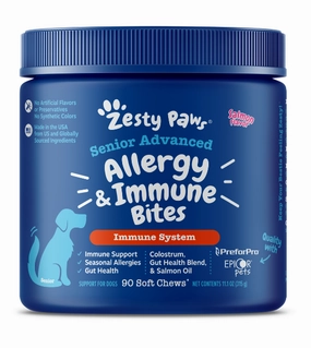 Zesty Paws Senior Advanced Allergy & Immune Bites Dog Supplements (Salmon Flavour) dog leash,walking strap