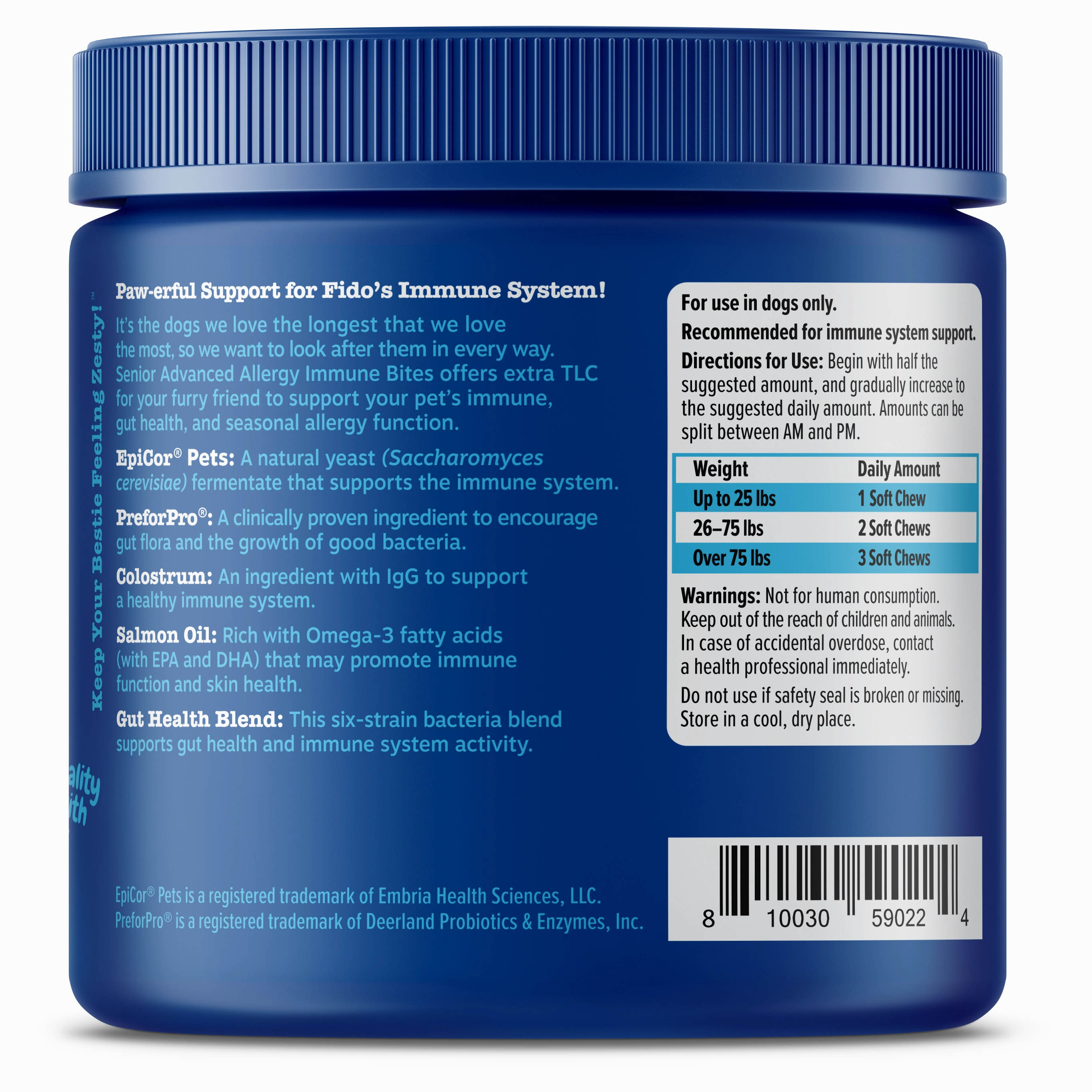 Zesty Paws Senior Advanced Allergy & Immune Bites Dog Supplements (Salmon Flavour)