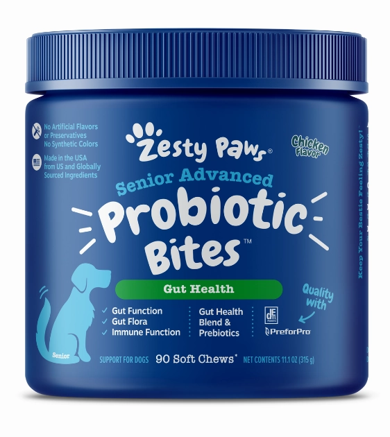 Zesty Paws Senior Advanced Probiotic Bites Dog Supplements (Chicken) pet housekeeping,dog mess kit