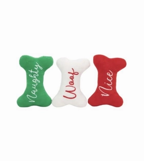 ZippyPaws Holiday Naughty and Nice Bones Dog Toy (Miniz 3-Pack) pet souvenir,gift item