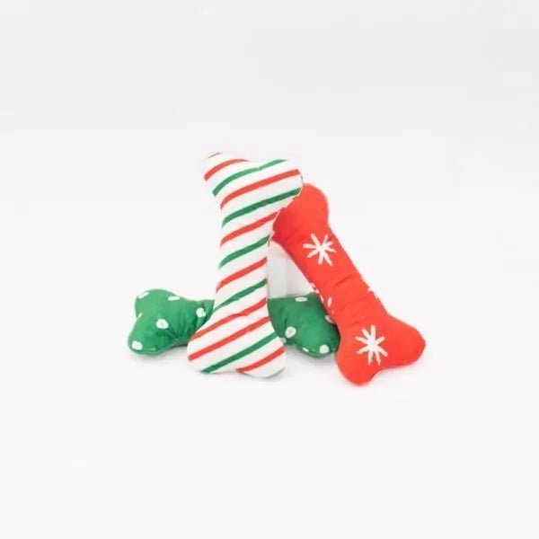 ZippyPaws Holiday Patterned Bones Dog Toy (Regular 3-Pack)